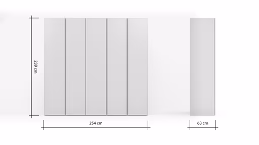 Drehtürenschrank Loretto - B ca. 254 cm, Melamin matt, Weiß