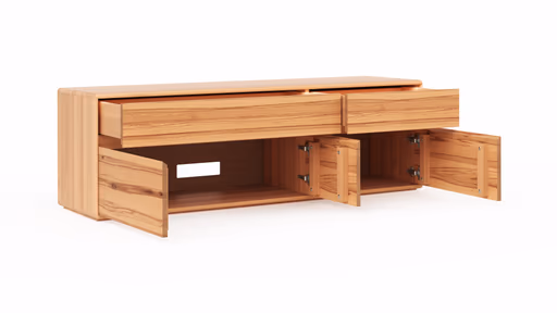 Mediaboard Hillsboro - inkl. Beleuchtung, Buche/Kernbuche natur, geölt