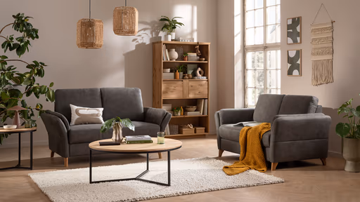 Sofa Vayra - 2-Sitzer, Stoff, Anthrazit