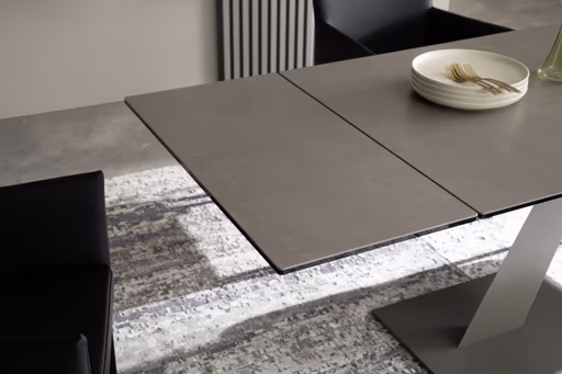 Esstisch Iseo - LB ca. 140x80 cm, ausziehbar, Keramik, Grau