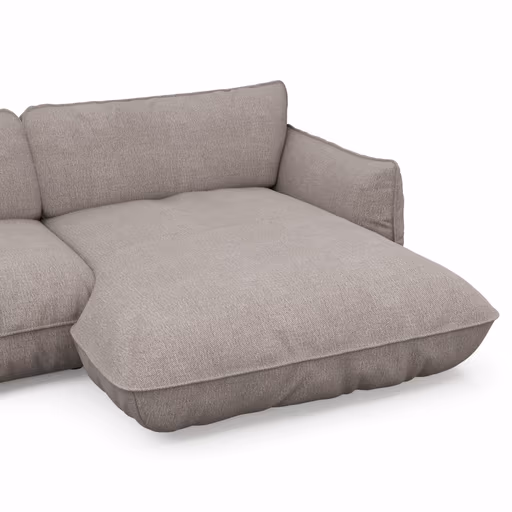 Ecksofa Fluffy - 2,5-Sitzer mit Longchair rechts inkl. Rückenlehne verstellbar, Stoff, Taupe