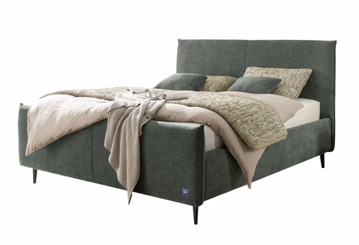 Polsterbett EM Soline - mit Lattenrost, ohne Matratzen, Liegefläche ca. 160x200 cm, Stoff, grün