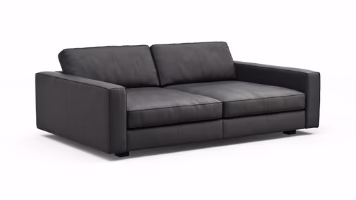 Sofa Aprino 2 - 3,5-Sitzer XXL, Dickleder, Schwarz, Armlehne Block schmal