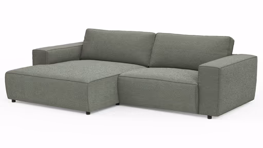 Ecksofa Lilaia - Chaise Longue XL mit 1,5-Sitzer XL rechts, Stoff, Olivgrün