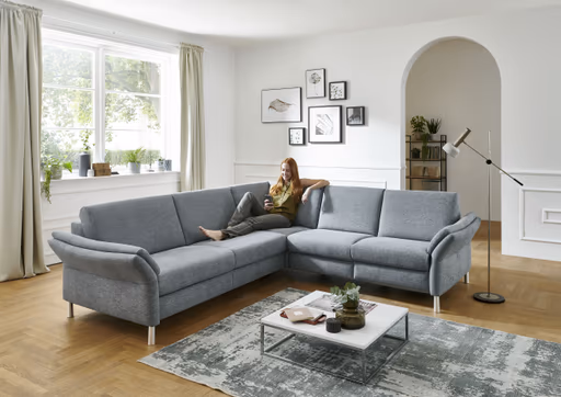  Ecksofa - 3-Sitzer mit Ecke rechts,Stoff, Hellblau