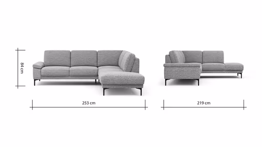 Ecksofa Matero - 2-Sitzer mit Ecke rechts, Stoff, Graubeige