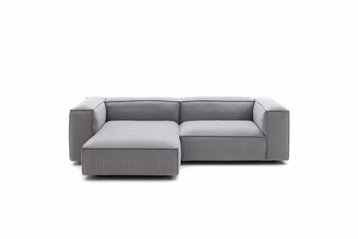 Ecksofa Aki - Longchair links, 1,5-Sitzer, Stoff, Hellgrau
