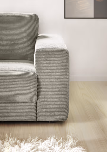 Ecksofa - Longchair links mit 1,5-Sitzer, Stoff, Steingrau