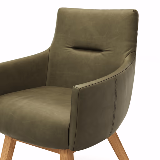 Armlehnstuhl Calgary - Leder, Olive