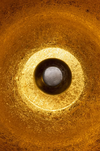 Bodenleuchte- DH ca. 50x50 cm, Stahl vernickelt, Schwarz, Gold