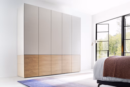 Drehtürenschrank Matera - BHT ca. 251x235x60 cm, Lack Matt, Kaschmir, Eiche, Milk