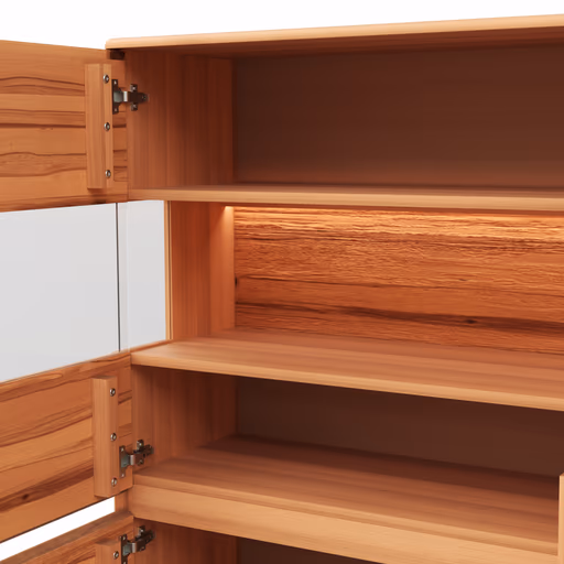 Highboard Hillsboro - inkl. Beleuchtung, Buche/Kernbuche natur, geölt