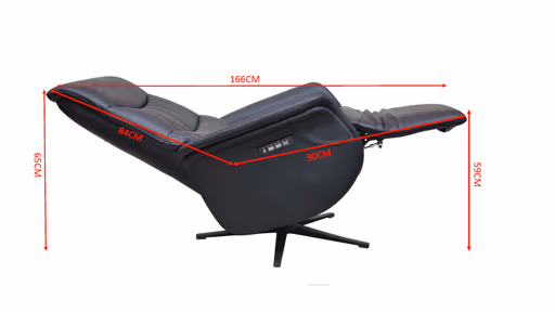 TV-Sessel MAREK - drehbar, Relaxfunktion, Kopfteilverstellung, Leder, Schwarz