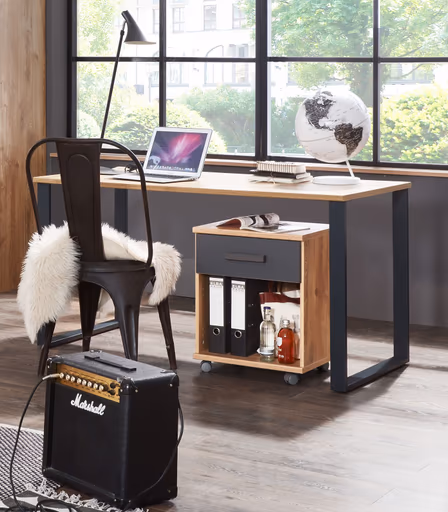 Schreibtisch- LB ca. 140x70 cm, Eiche Dekor, Graphit