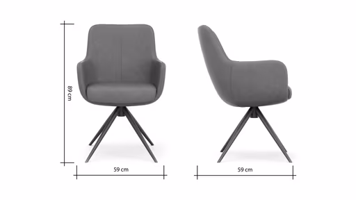 Armlehnstuhl Mis - Leder, Dunkelgrau, Gestell, Anthrazit