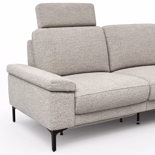 Ecksofa Matero - 2-Sitzer mit Ecke rechts inkl. Relaxfunktion motorisch und Sitzvorzug, Stoff, Hellgrau