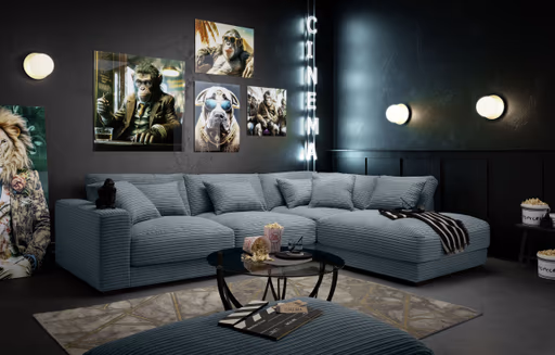 Couchtisch - Ø/H ca. 80x40 cm, Grau, Schwarz