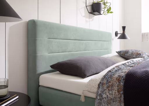 Boxspringbett EM Mirano - mit Matratze, Topper, Liegefläche ca. 180x200 cm, Stoff, Grün