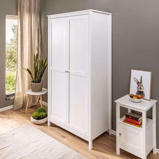 Drehtürenschrank - B ca. 107 cm, Weiß