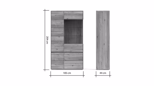 Vitrine Hillsboro - Wildeiche natur, geölt