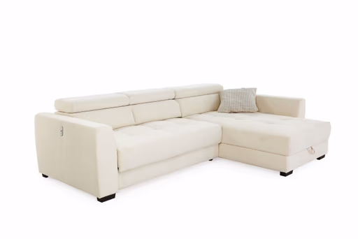 Ecksofa - 2-Sitzer, Ecke rechts, Stoff, Creme