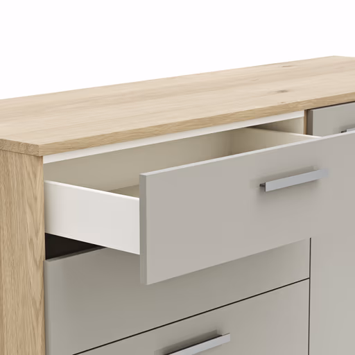 Kommode Viana - Balkeneiche furniert, Taupe