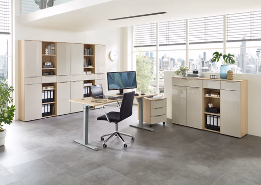 Büroregal - B ca. 40 cm, Riva Eiche Nachbildung, Kaschmir