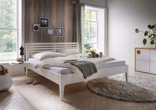 Nachttisch 1660 - Kiefer massiv, Weiß