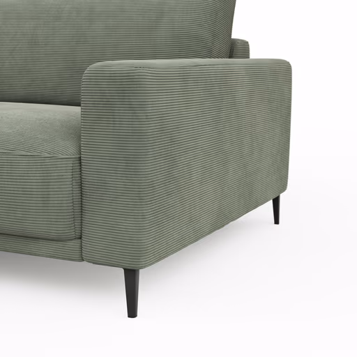 Ecksofa Solero - Longchair groß mit 1,5-Sitzer rechts, Stoff, Olivgrün