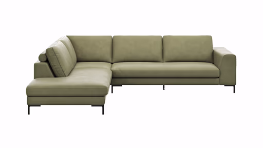 Ecksofa Solano - Ecke Links, 2,5-Sitzer, Leder, Olive