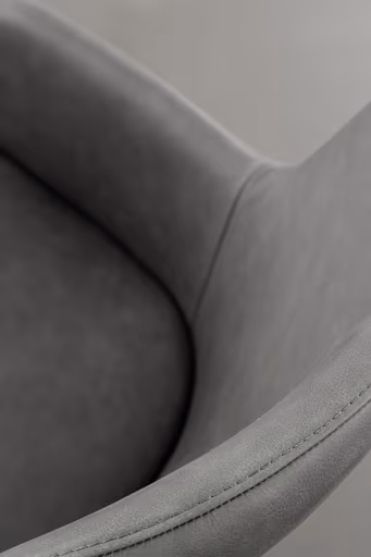 Armlehnstuhl Mis - Leder, Dunkelgrau, Gestell, Anthrazit