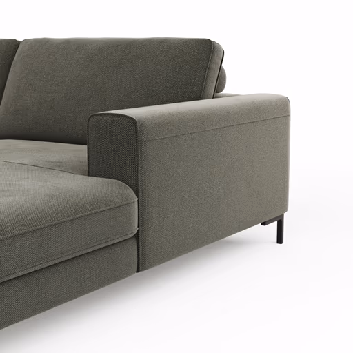 Wohnlandschaft Solano - Ecke Links, 2-Sitzer, Longchair Rechts, Stoff, Dunkelgrün