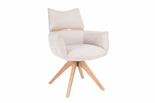 Armlehnstuhl MAROU - drehbar, Stoff, Beige