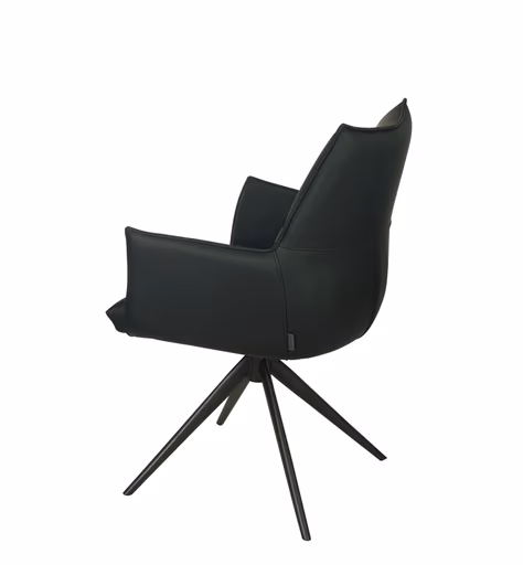 Armlehnstuhl MELE - drehbar, Leder, Schwarz