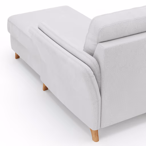 Ecksofa Vayra - 2,5-Sitzer mit Longchair rechts, Stoff, Offwhite