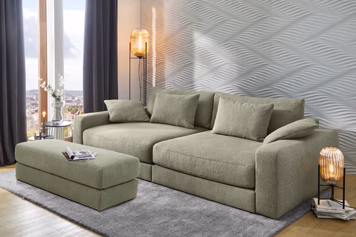 Hocker JOVIN - Stoff, Lindgrün