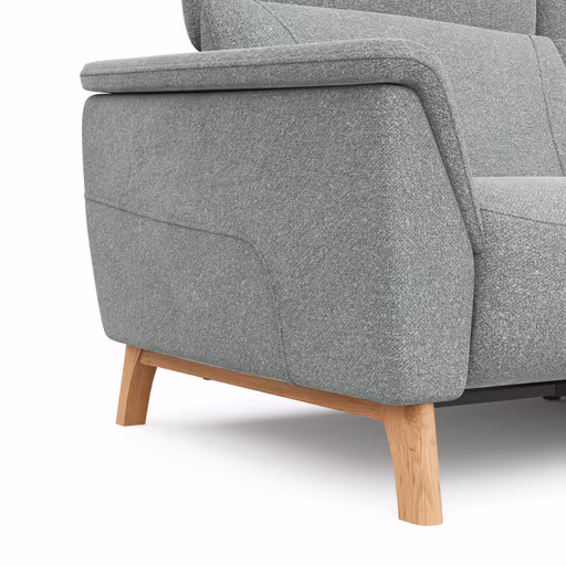 Sofa Nevin - 3-Sitzer, inkl. Relaxfunktion und Kopfteilverstellung (motorisch), Stoff, Silbergrau 