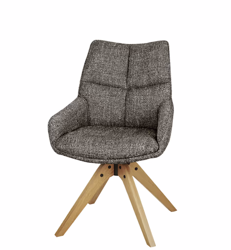 Armlehnstuhl MATTEA - drehbar, Stoff, Braun