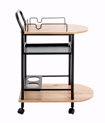 Servierwagen - B/H/T ca. 65x83x35 cm, Eiche Nachbildung, Schwarz