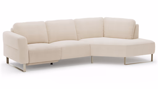 Ecksofa Leona - 2,5-Sitzer mit Ecke rechts inkl. Relaxfunktion motorisch, Stoff, Creme 