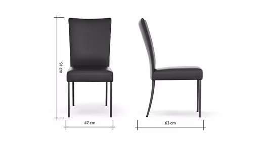 Stuhl Penthouse - Leder, Schwarz, 4 Fuß, Metall, Schwarz