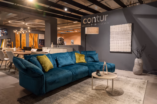 Ecksofa Motone - 2,5-Sitzer, Trapezsofa rechts, Stoff Türkis