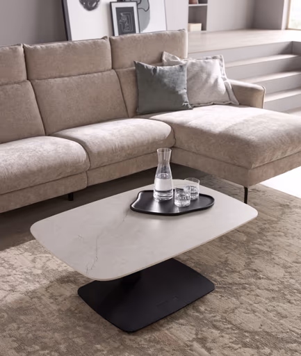 Couchtisch Camas - LBH ca. 100x65x42 cm, Keramik, Creme