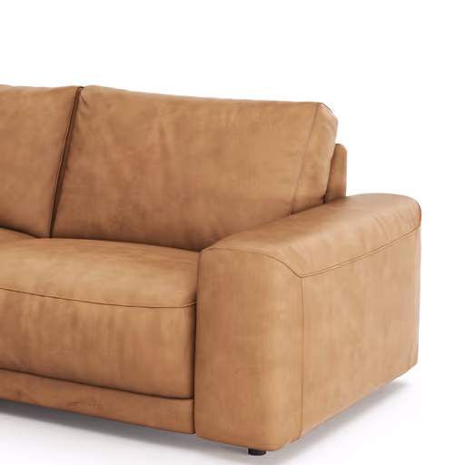 Ecksofa Balok - Longchair groß links mit 2,5-Sitzer, Leder, Cognac