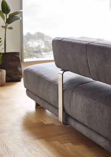 Ecksofa - 2,5-Sitzer mit Longchair rechts, Stoff, Grau