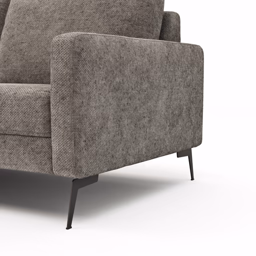 Ecksofa Enna - Longchair Links mit 3-Sitzer, Armlehne A, Stoff, Graubraun