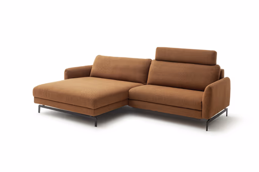 Ecksofa Enna - Longchair links mit 1,75-Sitzer, Stoff, Terracotta