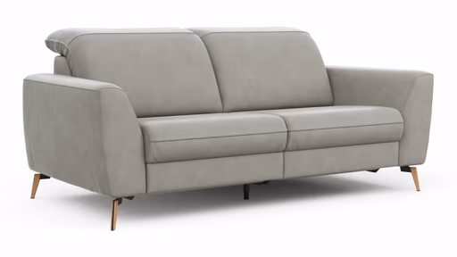 Sofa Tulsa KV - 2,5-Sitzer, inkl. Relaxfunktion und Kopfteilverstellung (motorisch), Leder, Graubeige