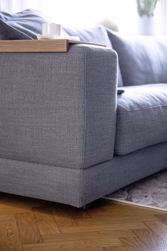 Ecksofa Juni - 1,5-Sitzer mit Longchair rechts, Stoff, Petrol