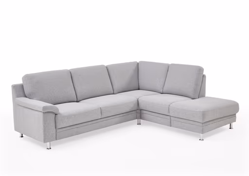 Ecksofa EM Athen - 2,5-Sitzer mit Ecke rechts, Stoff, Hellgrau